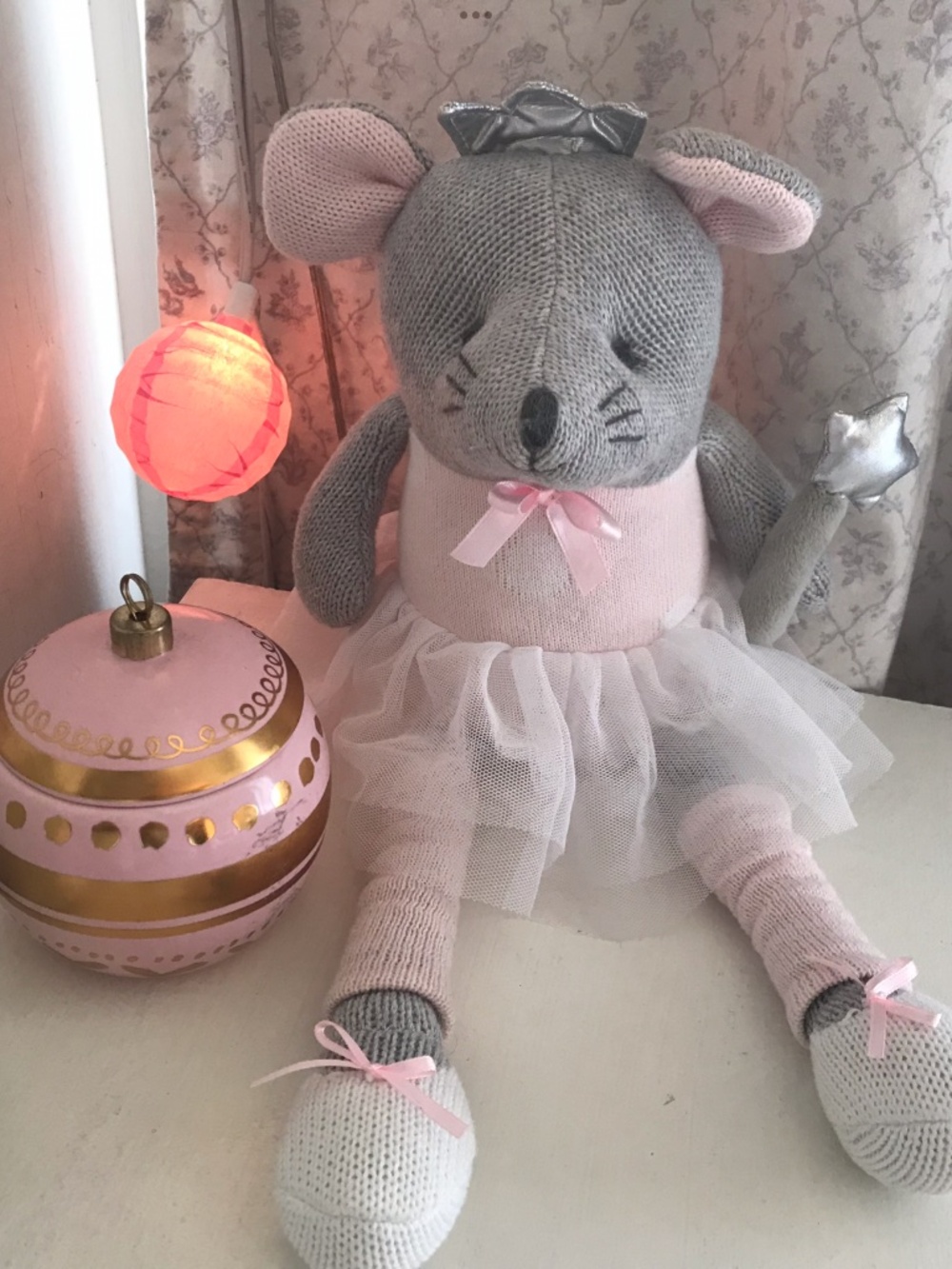 Elegant baby knitted mouse princess